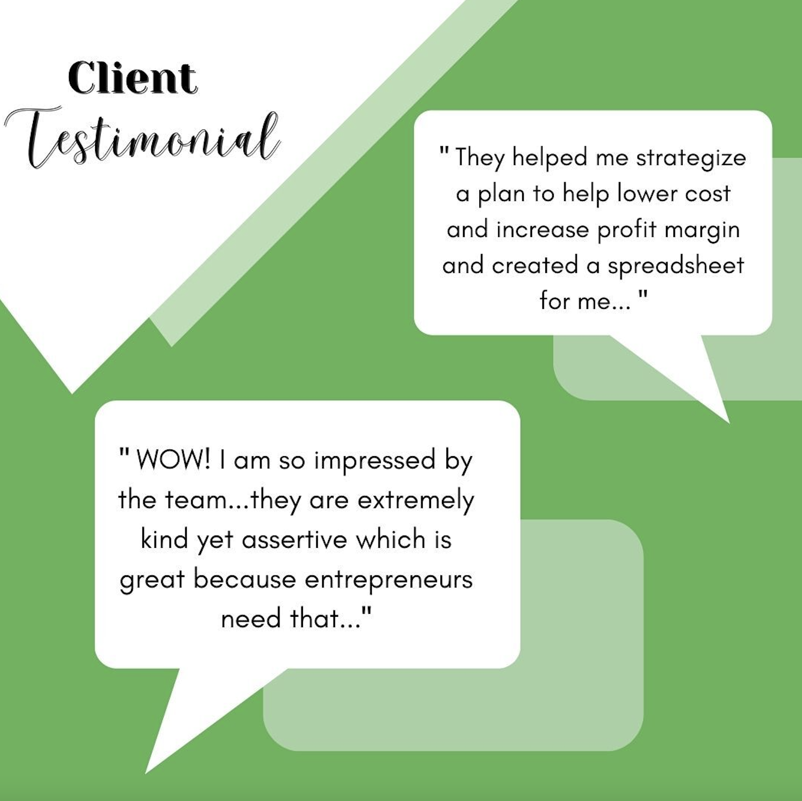 Client testimonial quotes
