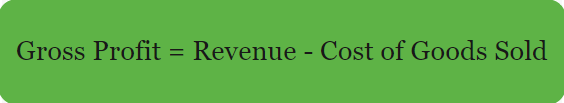 A formula saying that Gross Project = Revenue - Cost of Goods Sold