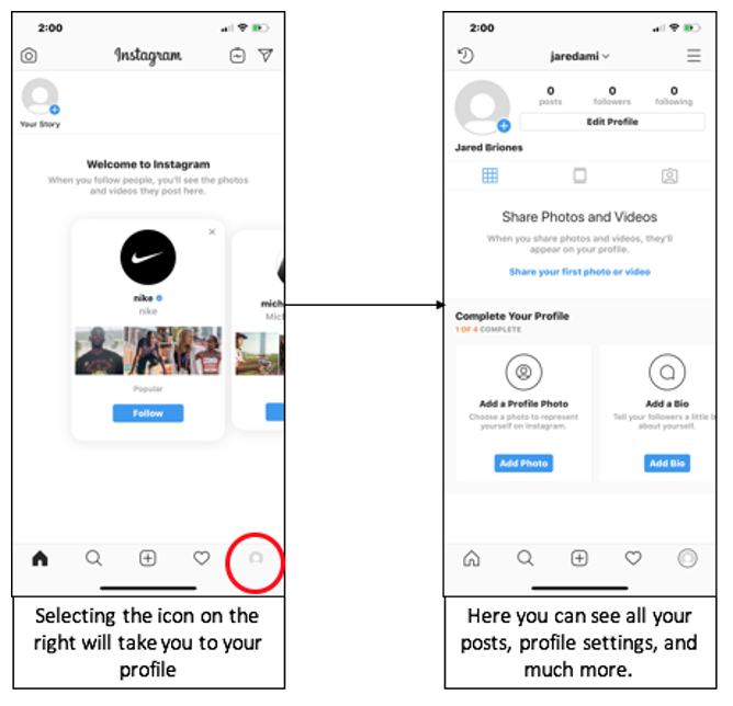 Your profile on Instagram for small businesses