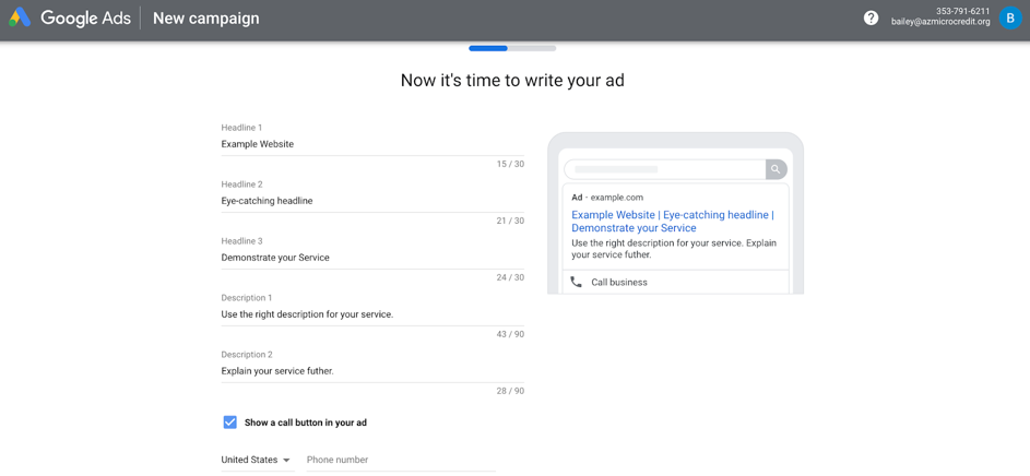 a picture of creating a google ads campaign