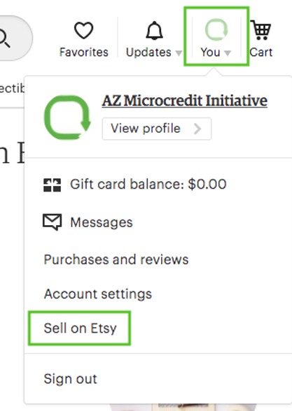 a picture on setting up an etsy account