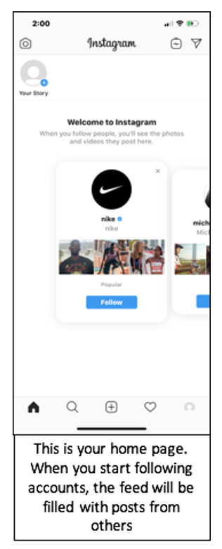 Home page on Instagram for small businesses