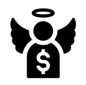 An angel with a dollar sign - symbolizing an angel investor, which are small business investors
